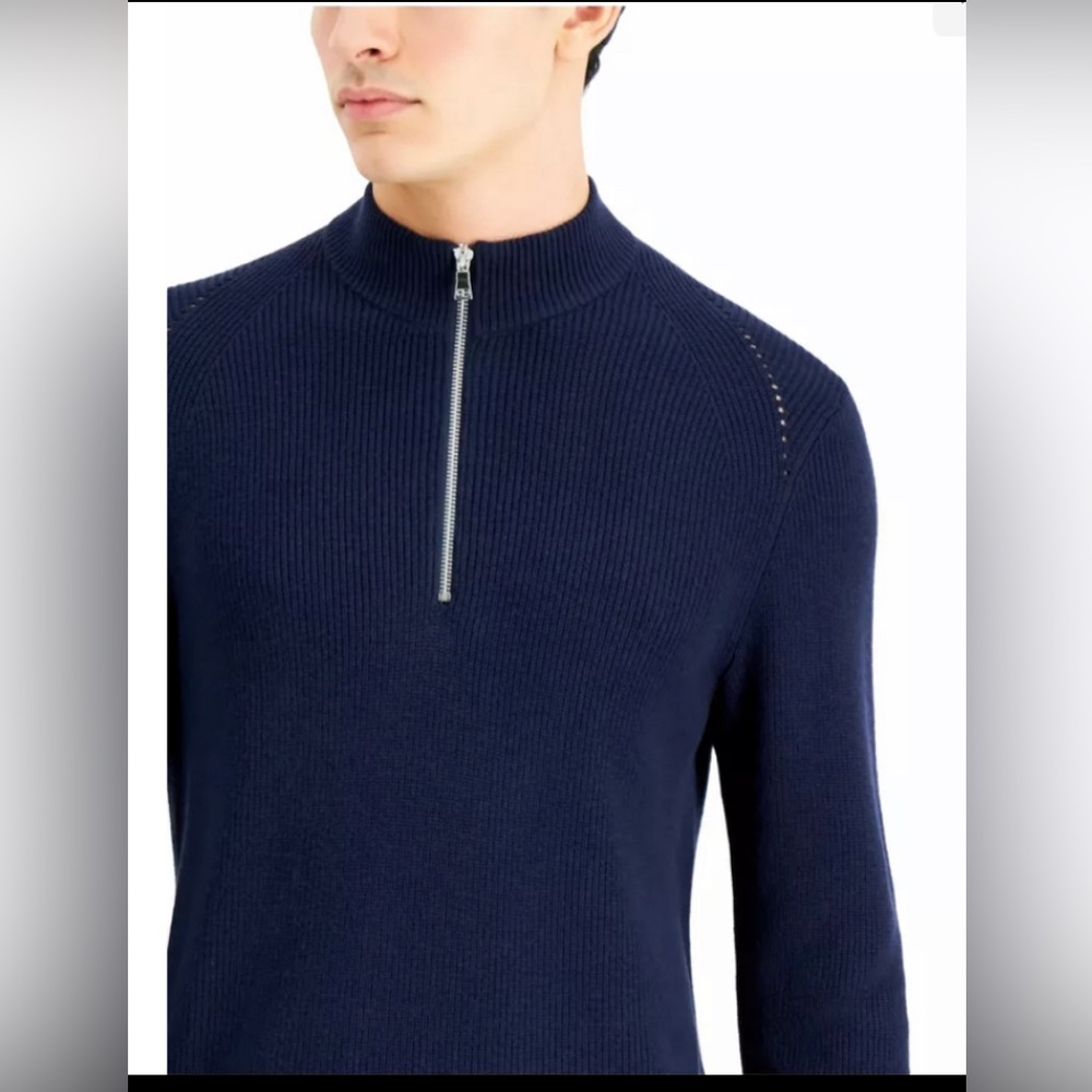 INC International Concept Men’s Sweater Navy Blue Size Quarter-Zip Pullover